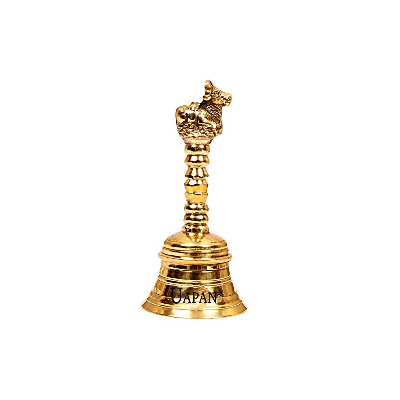 UAPAN Brass Pooja Bell (4 inch_Nandi, Gold)