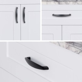 monti hardware | 5 Pack Flat Black 3.75 Inch Hole Center | Cabinet Handles Bathroom Home Decor Drawer Pulls | Stainless Metal Kitchen Cabinet Handles | Linea Collection