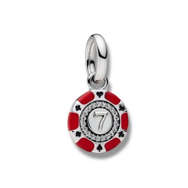 Spielchip Casino Lucky Nr. 7 Jeton Glückspiel Las Vegas Style - Charm 925 Sterling Silber - Armband Bettelarmband Kette Anhänger