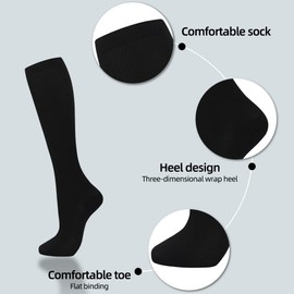 Odtmger Compression Socks（7 Pair for Women & Men Circulation 20-30mmhg Knee High Sock is Best Support for Athletic Running,Cycling