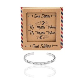 quan jewelry Soul Sisters True Friend Bracelet, No Matter What Unbiological Sister Gift, Long Distance Friends Forever Engraved Inspired Charm, Gifts for Always There Sister BFF Bracelet
