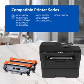 TN760 High Yield Black Toner Cartridge Replacement for Brother TN-760 Toner Cartridge 2-Pack (for use with MFC-L2710DW MFC-L2750DW HL-L2350DW HL-L2370DW HL-L2395DW HL-L2390DW DCP-L2550DW Printers)