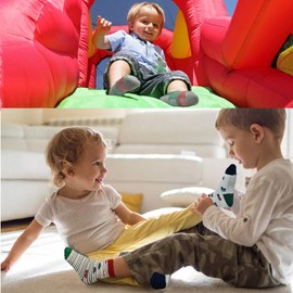 ELUTONG Stopper Socks Children 12 Pairs Toddler Boys ABS Non-Slip Socks Children Non-Slip Children's Socks for 1-7 Years Boys and Girls, #06 Car+UFO