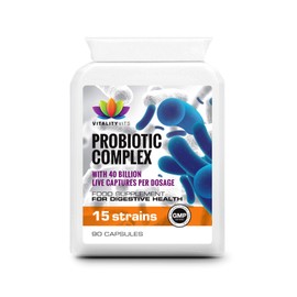 Probiotic Complex – Digestive Health – 40 Billion CFU – 15 Bacteria Strains - High Potency MAX Strength - Acidophilus Capsules (90 Capsules)