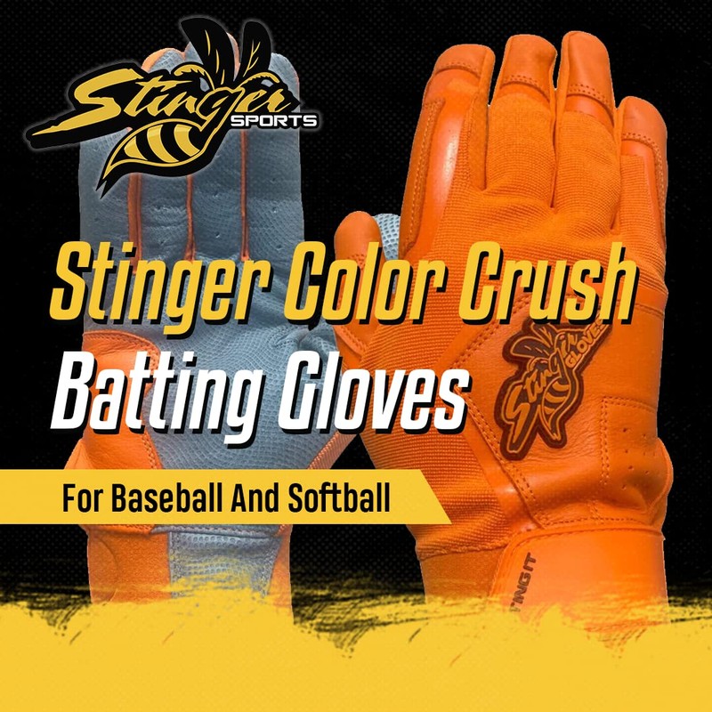 Color Crush Batting Gloves (Youth XL, Orange)