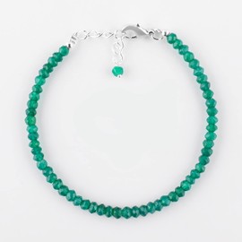 InfinityGemsArt Green Onyx Bracelets For Women Gemstone Full Beaded Dainty Stone Simple Jewelry for Her, Birthstone, Energy Chakra Healing Crystals Silver Plated Chain 8 inch