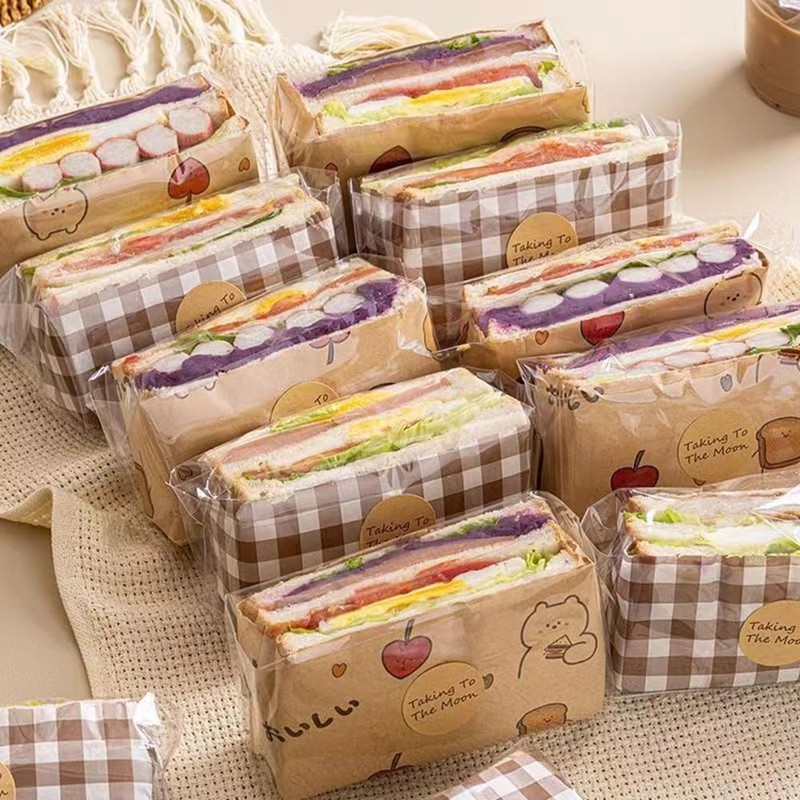 50 Sets Sandwich Packaging with OPP Bags - Food Wrapping