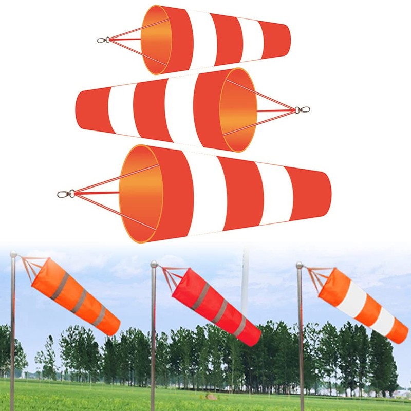 ZYWUOY 1Pcs Airport Windsock, Red+White Windsock Rip-Stop Polyester Wind Measurement