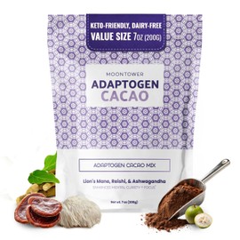 Moontower Cacao Mushroom Coffee Alternative - Lions Mane, Reishi, & Ashwagandha Adaptogen Mushroom Blend - Keto-Friendly, Dairy-Free, for Healthy Lifestyle (7 oz)