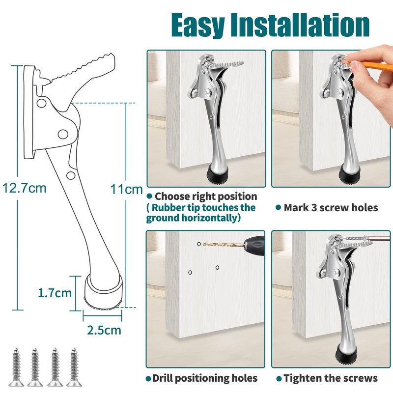 TOKPLNU Kick Down Door Stop, 4 Inch Heavy Duty Kick