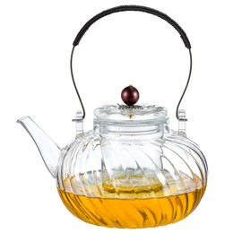 Wlasss Glass Teapot with Removable Infuser, Stovetop Safe Glass Tea Kettle, 980 ml 33 oz, Clear Teapot for Loose Tea, Tea pot for Blooming Flower Tea and Loose Leaf, Tea Maker Gift