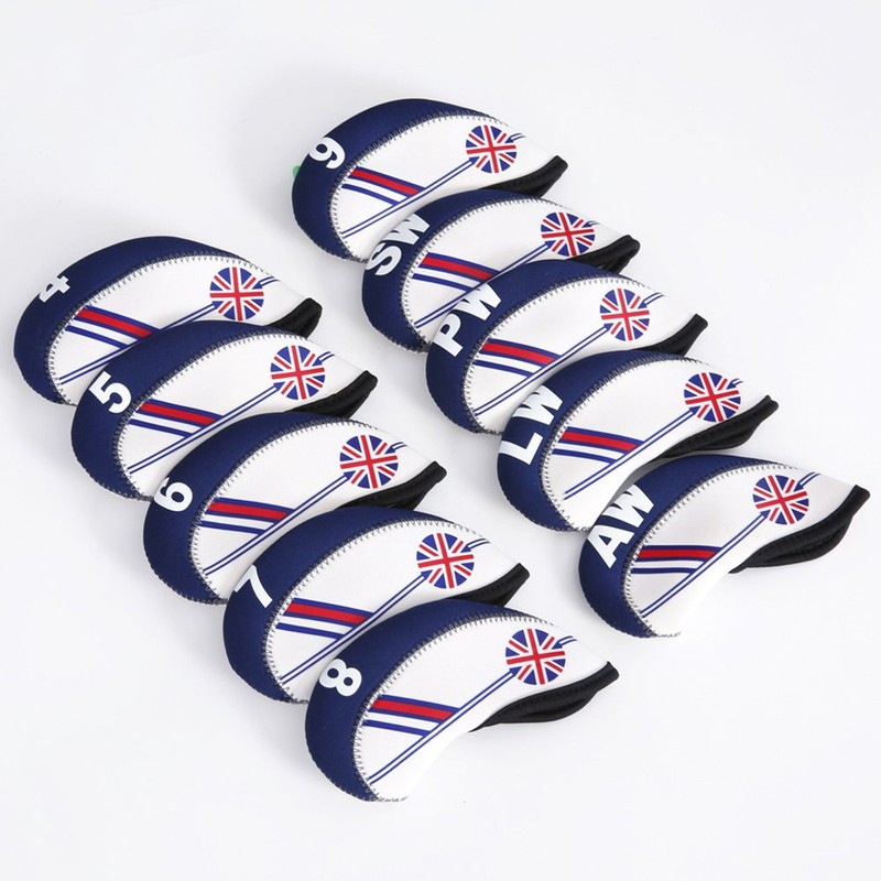 FLTRADE GOLF 10pcs UK Flag Patterned Neoprene Golf Club Iron