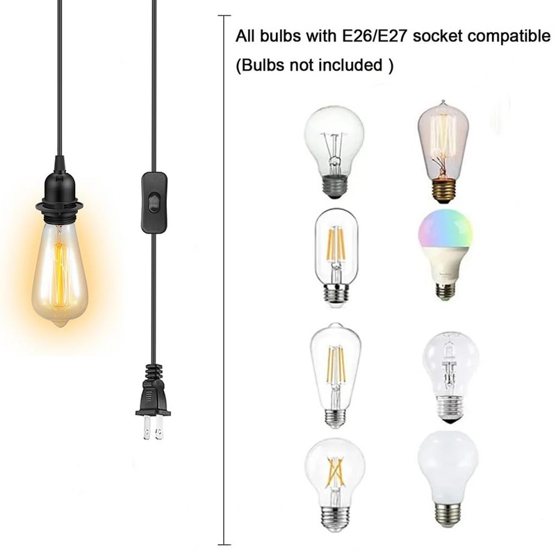 Plug in Pendant Light Cord - 15Ft Hanging Light Kit