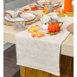 CHARDIN HOME Recycled Cotton Grey Honeycomb Table Runners, Handwoven Tonal Table Runners, 13x72 Inches, Great for Everyday Usage, Parties, Holiday Dinners and Even Everyday.