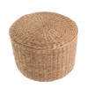 Toddmomy Round Boho Stool Woven Footstool Changing Shoe Stool Rattan