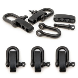 Set of 3 Stainless Steel Shackle Paracord Bracelets Cords with Adjustable Fastening in Black – Ganzoo