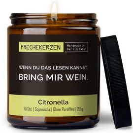 Lustige Citronella Kerze mit Spruch für Wein Liebhaber | Handgemacht aus Sojawachs | In Geschenkbox | Originelles Geschenk | Kleines Geschenk für Wein Trinker, Säufer Enthusiasten