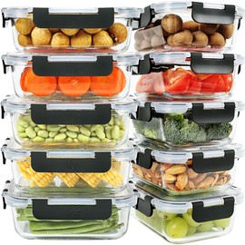 DAS TRUST 10 Pack Glass Meal Prep Containers Microwave Safe Meal Prep Bowls Food Storage Containers Glass Food Prep Containers with Lids Lunch Containers for Adults Meal Prep Lunch Box Bento Boxes