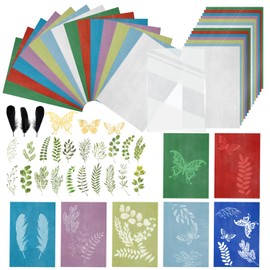 Theiuaoqwe Pack of 57 Cyanotype Cyanotype Kit Cyanotype Paper Sun Printing Paper A5 Blue Sun Printing Paper 7 Colours Green Leaf Butterfly Feather Ideal for DIY and Wall Decorations