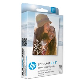 HP Sprocket 2x3" Premium Zink Sticky Back Photo Paper (20 Sheets) Compatible with HP Sprocket Photo Printers.