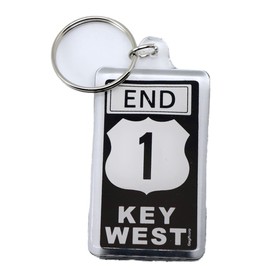 Key West Florida End US1 License Plate Acrylic Rectangular Souvenir Keychain 2.25" x 1.25"