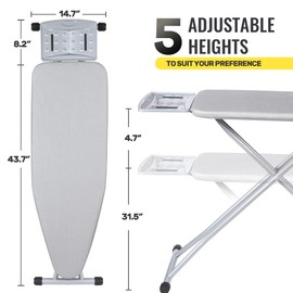 Ironing Board Foldable Iron Stand with Heat-Resistant Cover Sturdy & Space-Saving Iron Board for Clothes Home Apartment Hotel & Sewing Use Stable Steel Frame Easy Storage