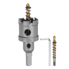 sourcing map Carbide Hole Saw Kit 33mm (1-19/64") Metal Hole Cutter Set with 2pcs Center Drill Bits Springs 1pcs Wrench for Stainless Steel Copper Iron Aluminum