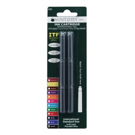 Monteverde International Size Cartridge to Fit Fountain Pens, Black, 6 per Pack (G302BK)