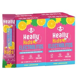 Electrolitos en Polvo para Niños Sin Azúcar HEALLY KIDS | 40 Sobres, Prebióticos, Potasio, Sodio, Rápida Hidratación, Sabor Fresa y Limón, Vegana
