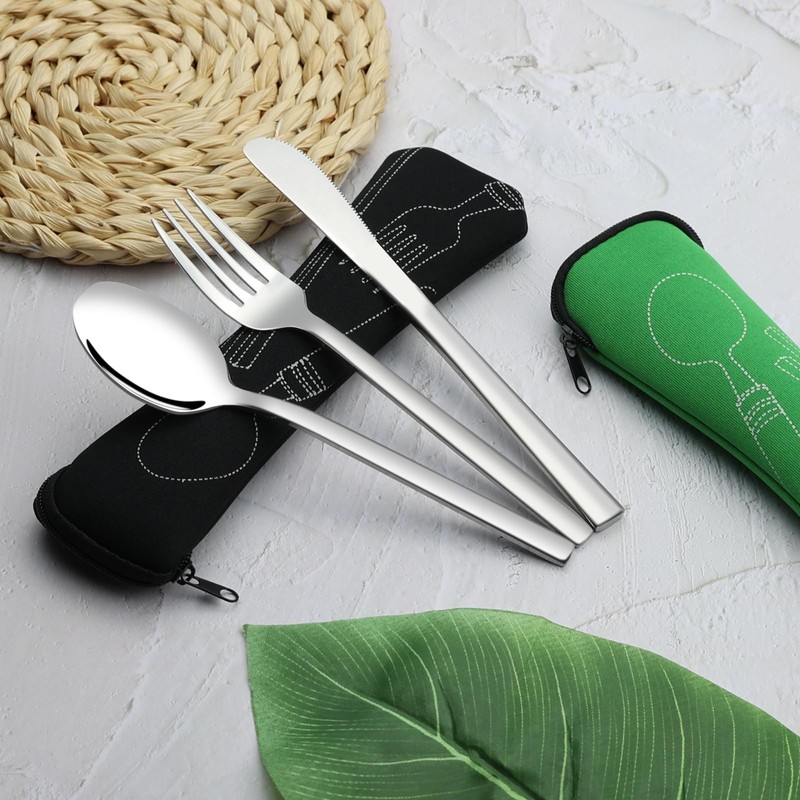 Ewingger 4 Set Stainless Steel Travel Cutlery with Case, 12