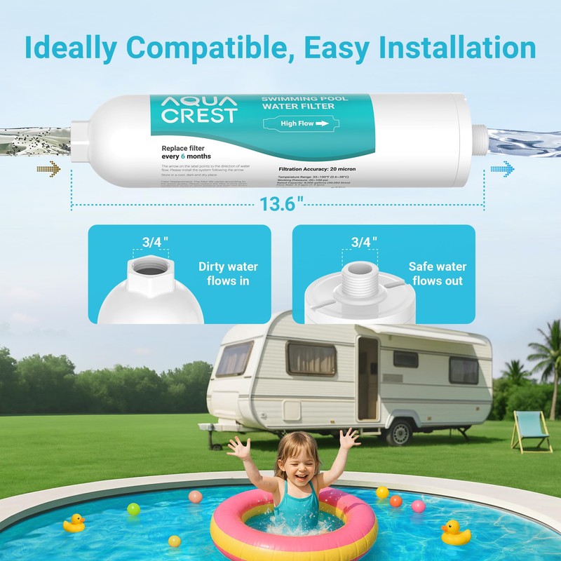 AQUA CREST X-Large RV Water Filter, Garden Hose End Pre