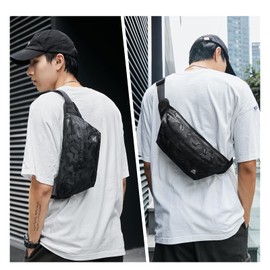 Fanny Pack for Men,Crossbody Fanny Waist Bag Pack for Wen,Belt Bag for Travel Walking Running Hiking Cycling with Adjustable Strap,Easy Carry Any Phone,Wallet（Camo Black）