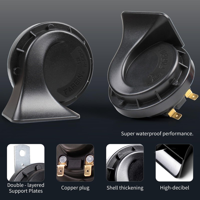 FARBIN Car Horn 12V Compact Motorcycle Horn Super Loud High