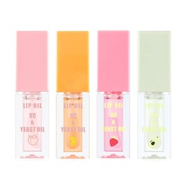 Lip Glow Oil, MKNZOME Pack of 4 Hydrating Lip Oil Glossy Lip Gloss Lip Oil Non-Sticky Lip Glow Oil Makeup Gifts for Lip Care and Long-Lasting Nourishing Lips