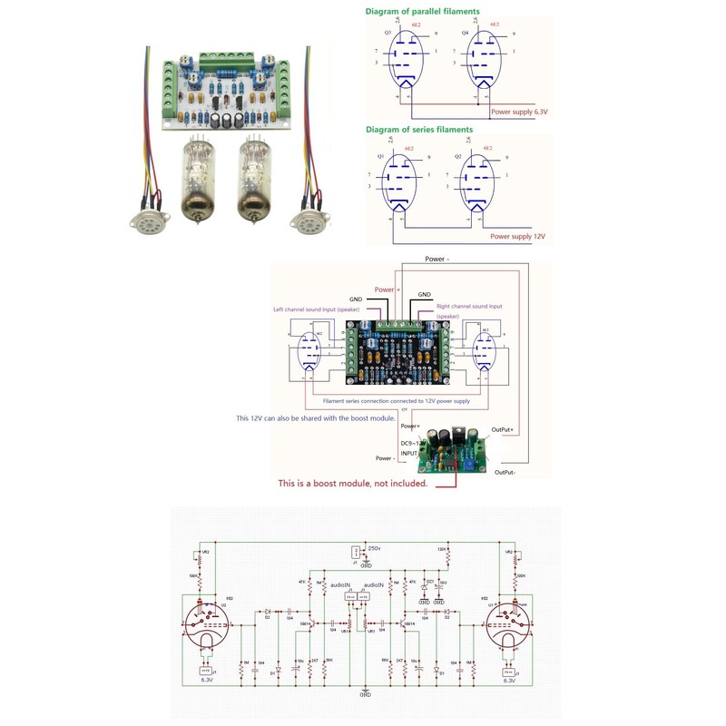 6E2 cat Eye Tube Indicator Driver Board kit Dual Channel