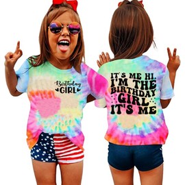 Birthday Girl Shirt for Kids Its Me Hi Im The Birthday Girl Tshirts Outfit Magic Kingdom Graphic Tees Tops(Tie Dye,5 Years)