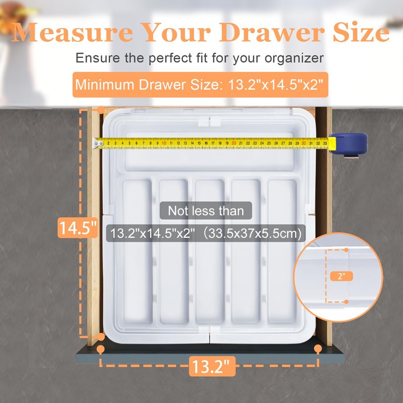 Spaclear Large Silverware Drawer Organizer Expandable Kitchen Utensil Organizer BPA