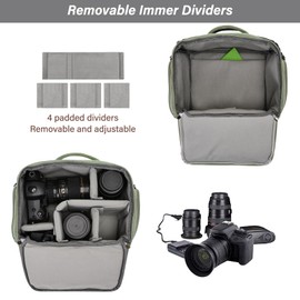 MOSISO Cámara Bolsa,DSLR SLR Lona Estuche de Cámara,Vintage Acolchada Cámara Compacta Crossbody Bandolera Bolsas Mensajero con Lluvia Cubierta&Asa,Fotografía Bolsa para Canon/Nikon/Sony,Verde Ejercito