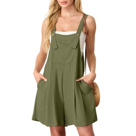 IWOLLENCE Jumpsuit for Women Summer Wide Leg Overall Shorts Adjustable Straps Maternity Jumpsuit with Pockets Green L