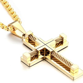 Yonhon Men's Cross Necklace for Men