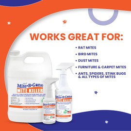 Mite Killer Spray by Mite-B-Gone - 32oz | Plant-Based Treatment for Human, Dust, Chicken, Bird, Carpet & Rat Mites in Homes, Furniture & Bedding | Farm, Family & Pet Safe