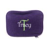 Monogrammed Waffle Cosmetic Bag with Name and Initial (Purple)