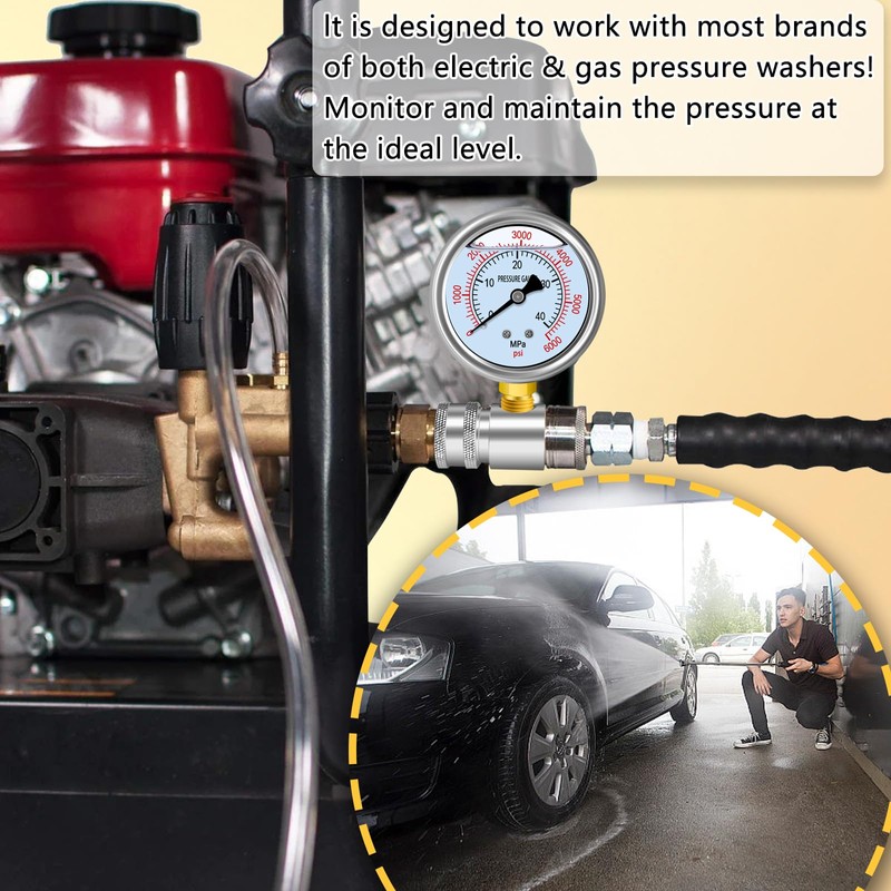 Boltigen Pressure Washer Gauge Kit, Pressure Gauge for Power Washer