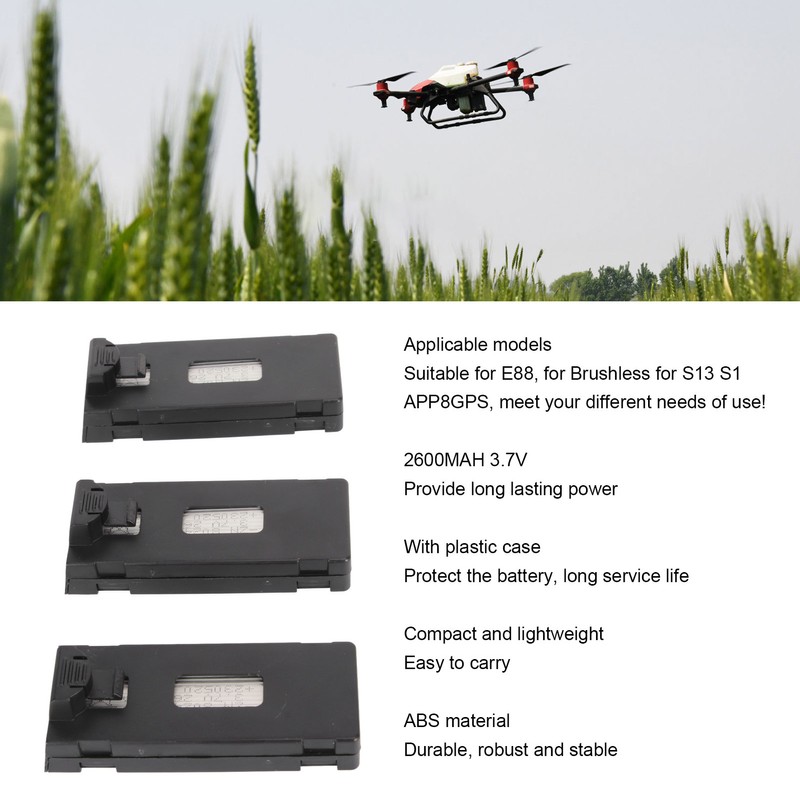 3PCS Drone Battery 2600MAH 3.7V Rechargeable Quadcopter Drone Lithium Battery