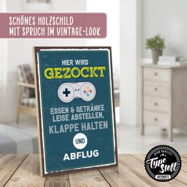 TypeStoff HS-00472 Wooden Sign with Saying – Here Is Zocked – Vintage Look with Quote as Gift and Decoration