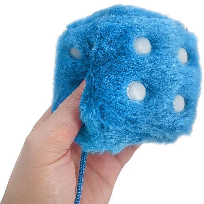Moioee Pair of Retro Square, 3 inch Fuzzy Plush Dice
