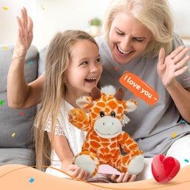 CozyWorld - Peluche de jirafa de 13 pulgadas, juguete de peluche suave y grabable, regalo de cumpleaños para niños pequeños