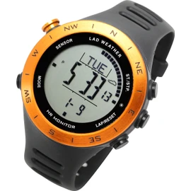 LAD WEATHER Running Watch, Heart Rate Monitor, USB Charging, Speedometer, Pedometer, Barometer, Altimeter, Compass, Outdoor Watch, Sports Watch (Black, Reverse LCD), Orange (normal LCD)