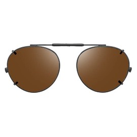 Shade Control Visionaries Polarized Clip on Sunglasses - Round - Gun Frame - 47 x 42 Eye