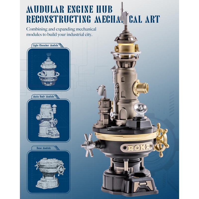 ROKR Navi Lighthouse Mechanical 3D Puzzle, Lighted DIY Building Set